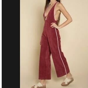 Elegant Burgundy Jumpsuit with White Accents
